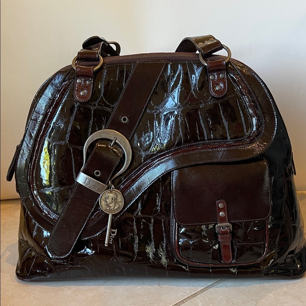 Authentic Dior Glossy Dark Brown Handbag